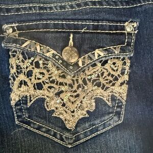 Love Nation Blue Lace-Accent Boot Cut Jeans